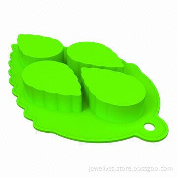 Ice Cube with the Shape of Mint Leaves